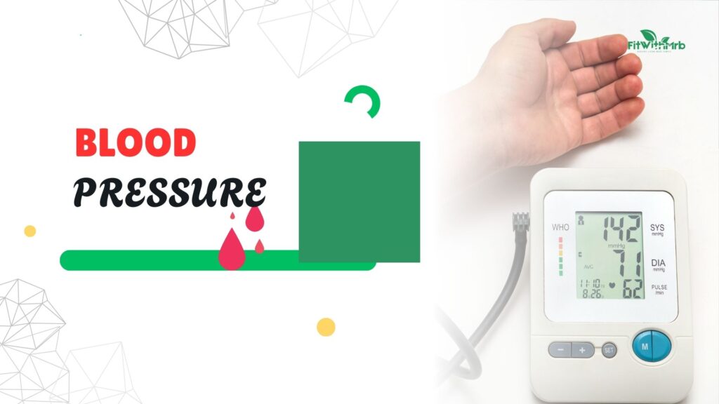 blood pressure monitor displaying high BP reading with arm cuff and hand